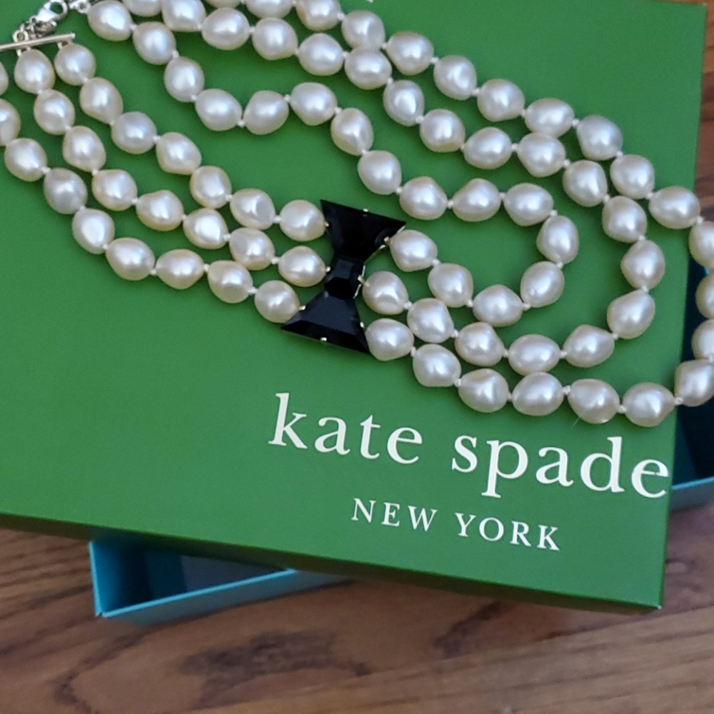 Kate Spade Black Tie Optional Faux Pearl Necklace